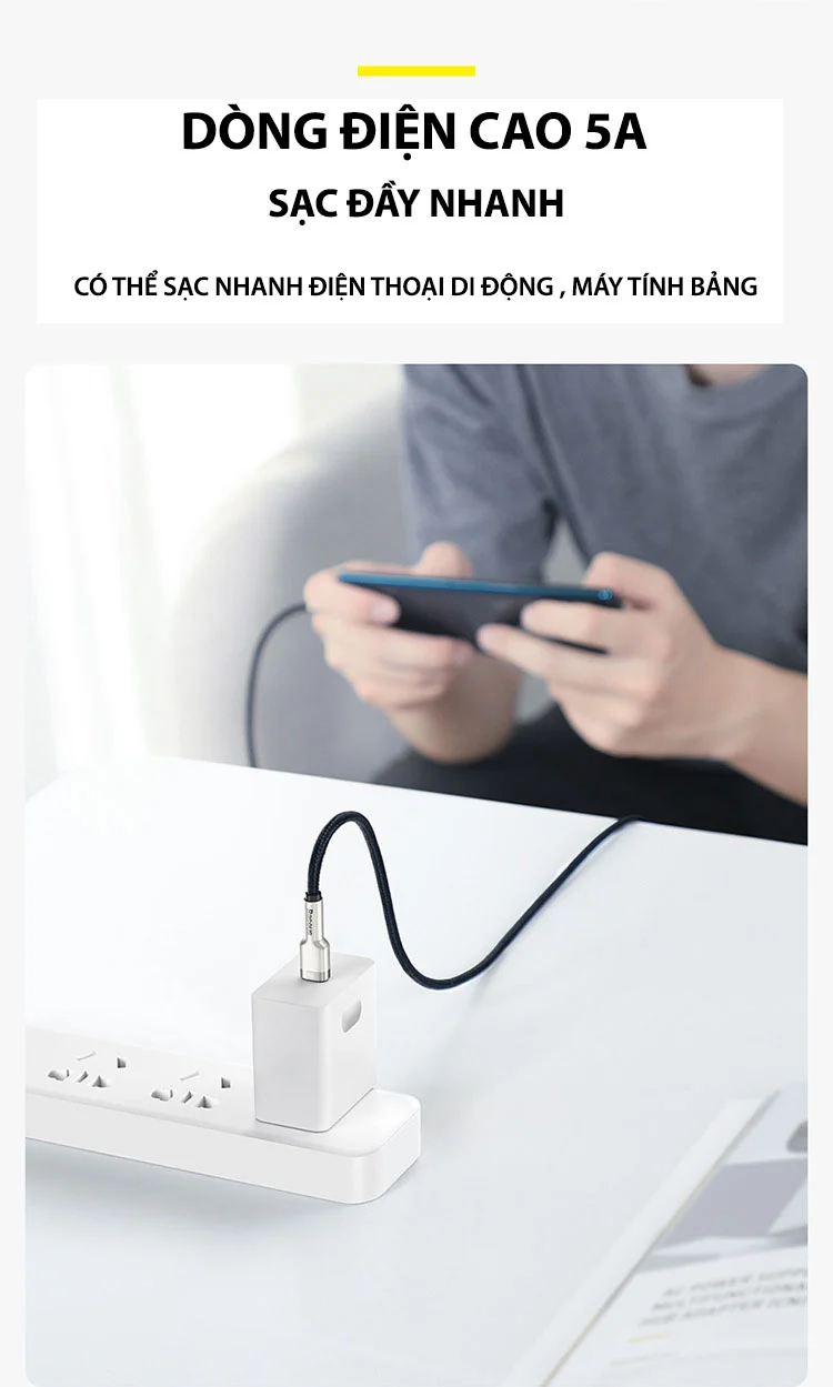 Cáp Sạc Nhanh Type C 100W Baseus Type C to Type C Dây Sạc Nhanh Type C Dài 2M