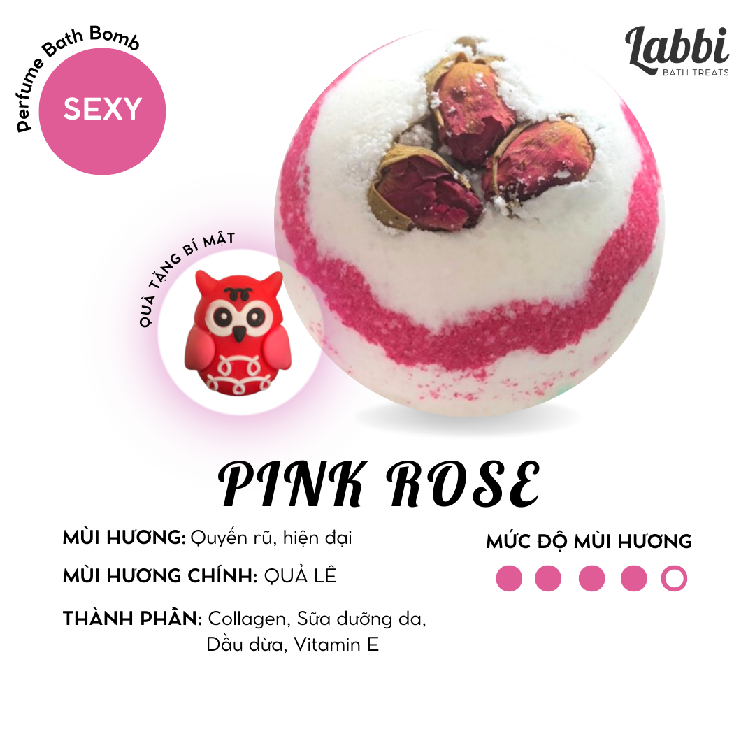 Pink rose secrect bath bomb / viên sủi bồn tắm / bom tắm kèm quà tặng bí mật