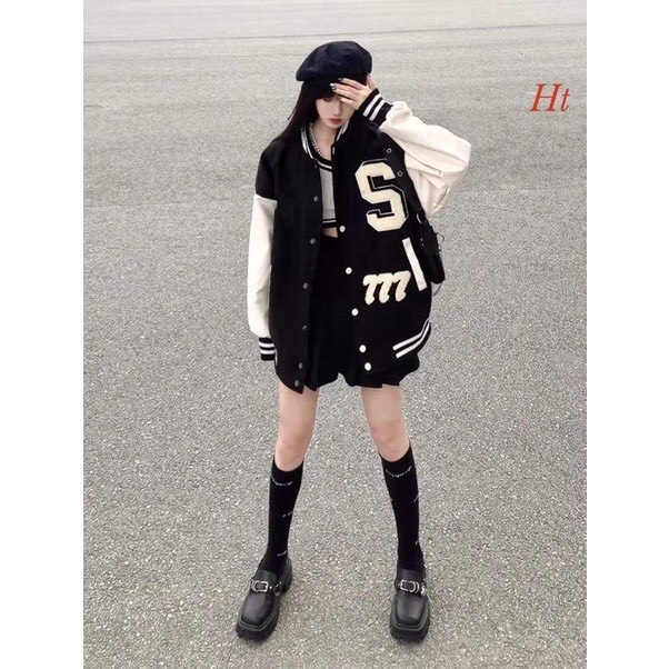 Áo khoác bomber phối tay Sm HT12