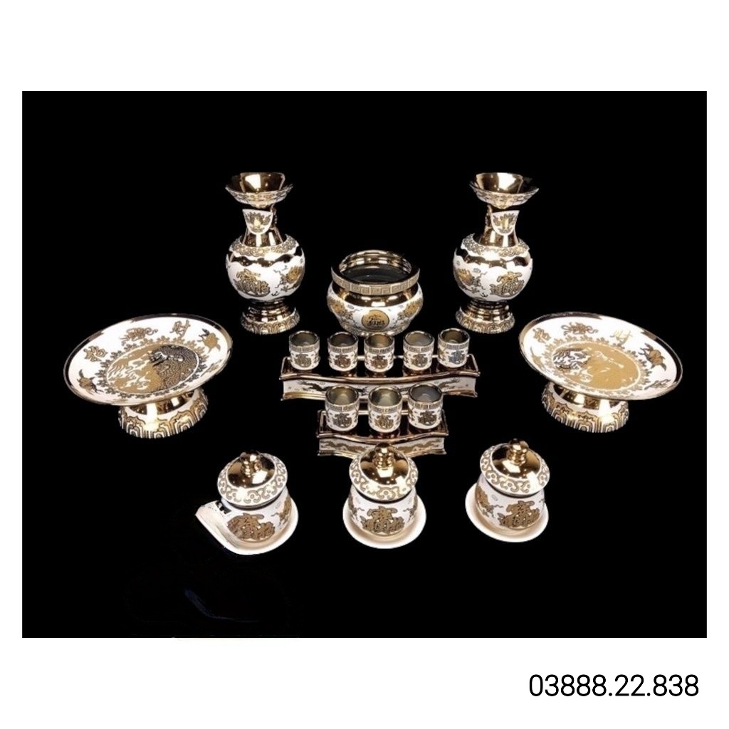 Dĩa Thờ Cúng 3D rồng trắng 8 inch