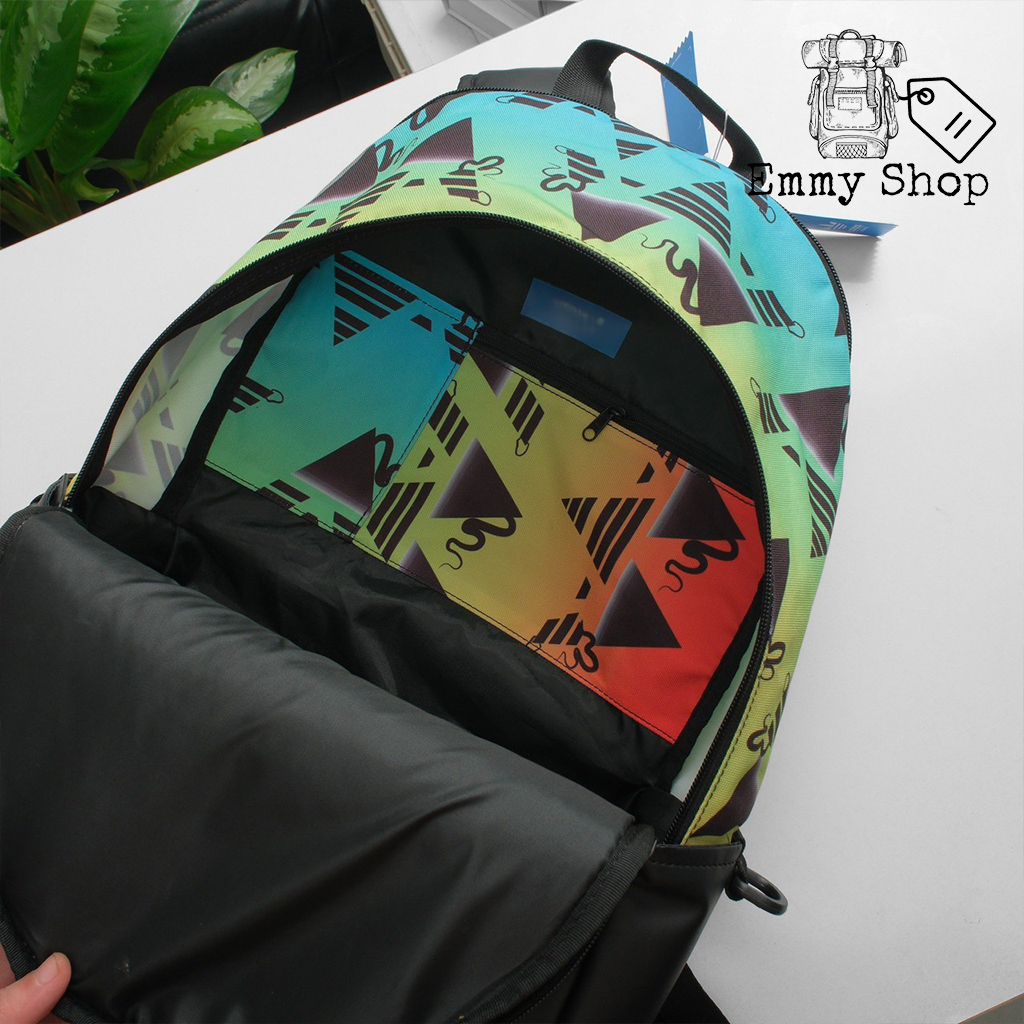 (KÈM QUÀ TẶNG) Balo thời trang 3 Sọc Graphic Backpack chất liệu Polyester chống thấm phối da simili