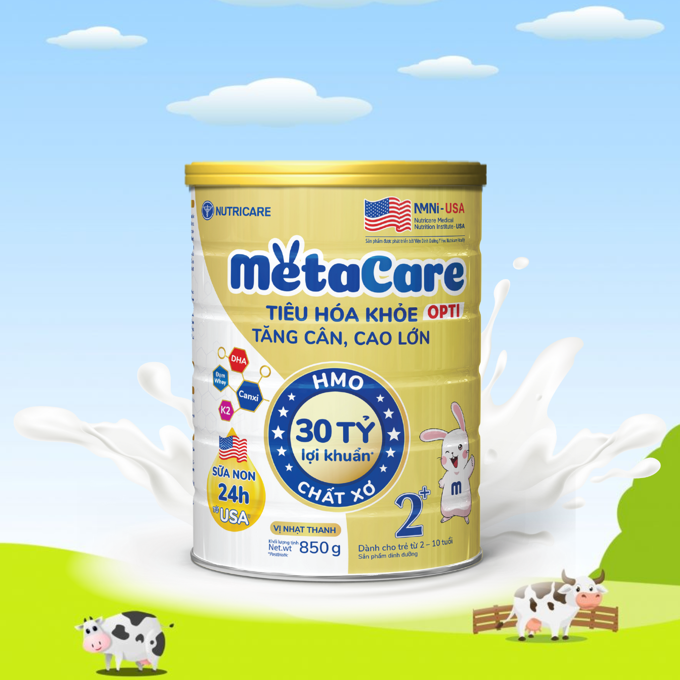 Sữa MetaCare Opti 2+ 850G Nutricare