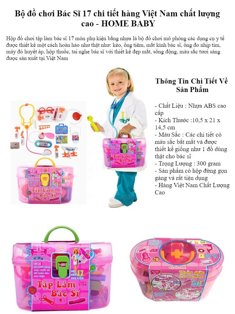 Bộ Đồ Chơi Bác Sĩ 17 Món Hàng VIỆT NAM