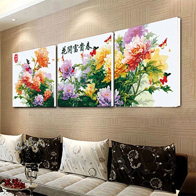THANH LÝ - combo 3 Tranh -kt 40 x 50cm -Tranh sơn dầu số hóa tự tô - giá luôn tốt - đã căng sẵn khung 40 x 50 cm