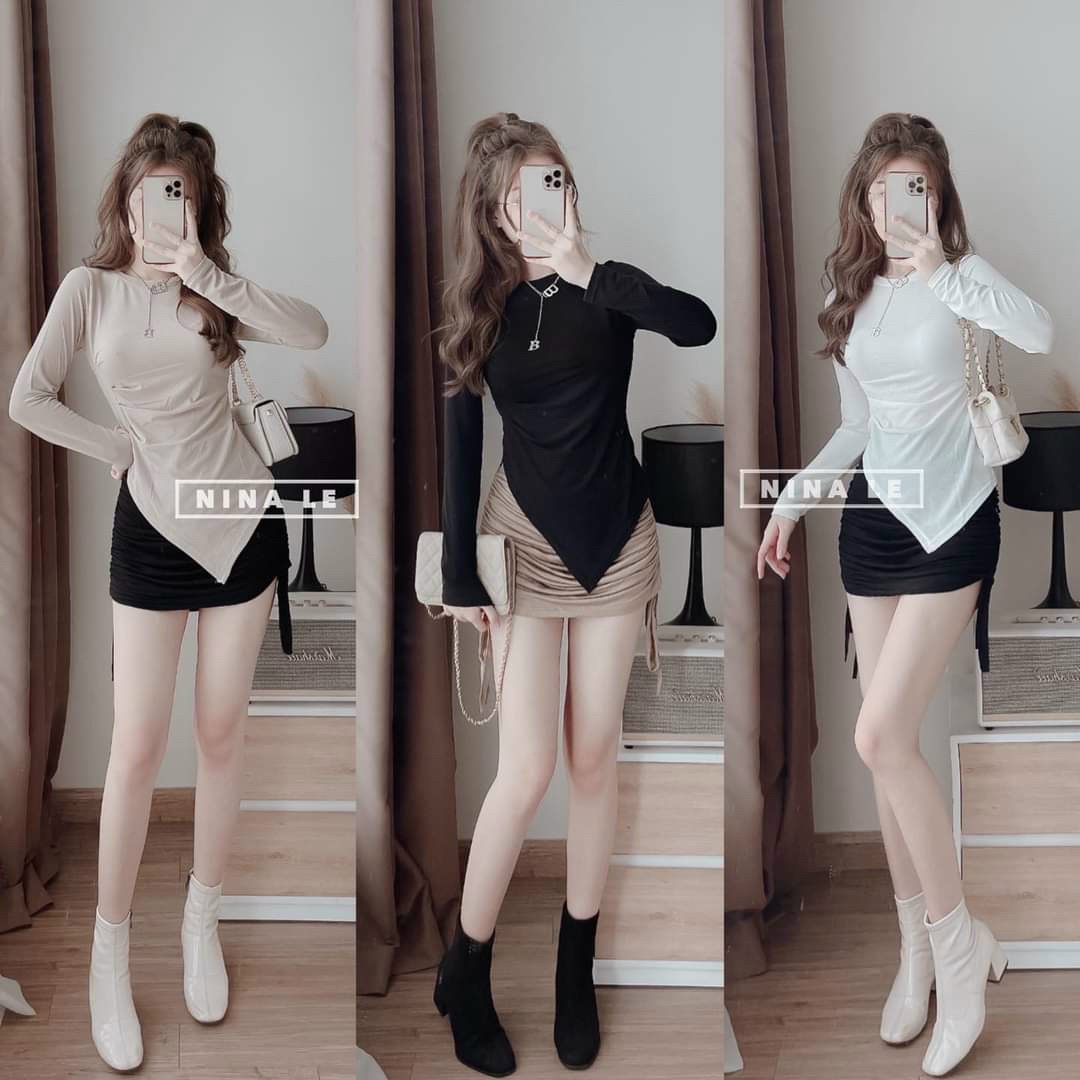 Sét bộ nữ đi chơi, Set chân váy và áo, váy nữ rút dây 2 bên [ Dưới 52kg ] cao cấp