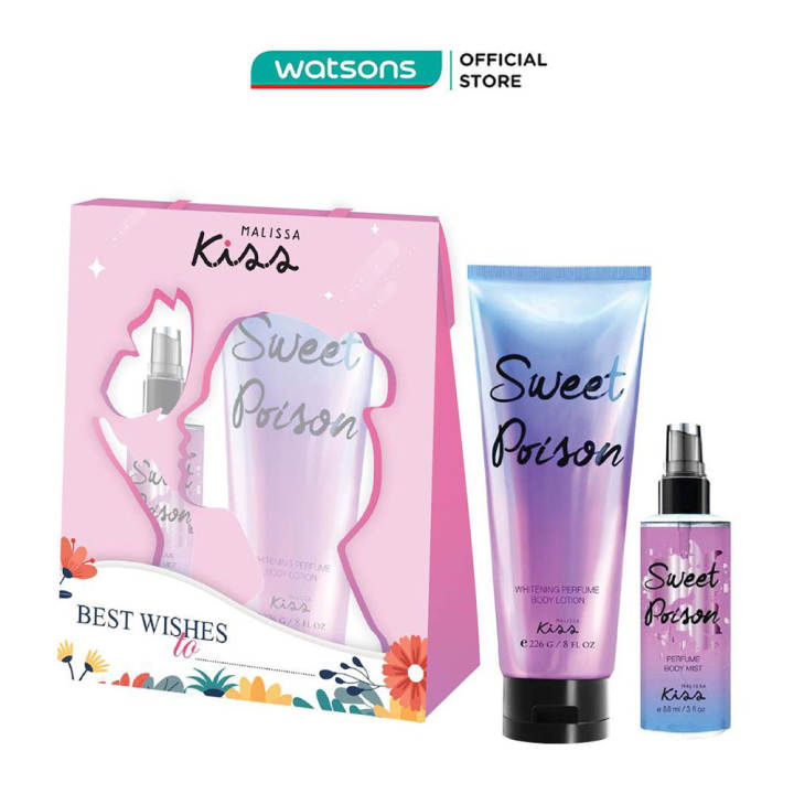 Combo Malissa Kiss Sweet Poison (Sữa Dưỡng Thể Trắng Da 226g + Xịt Thơm Toàn Thân 88ml)
