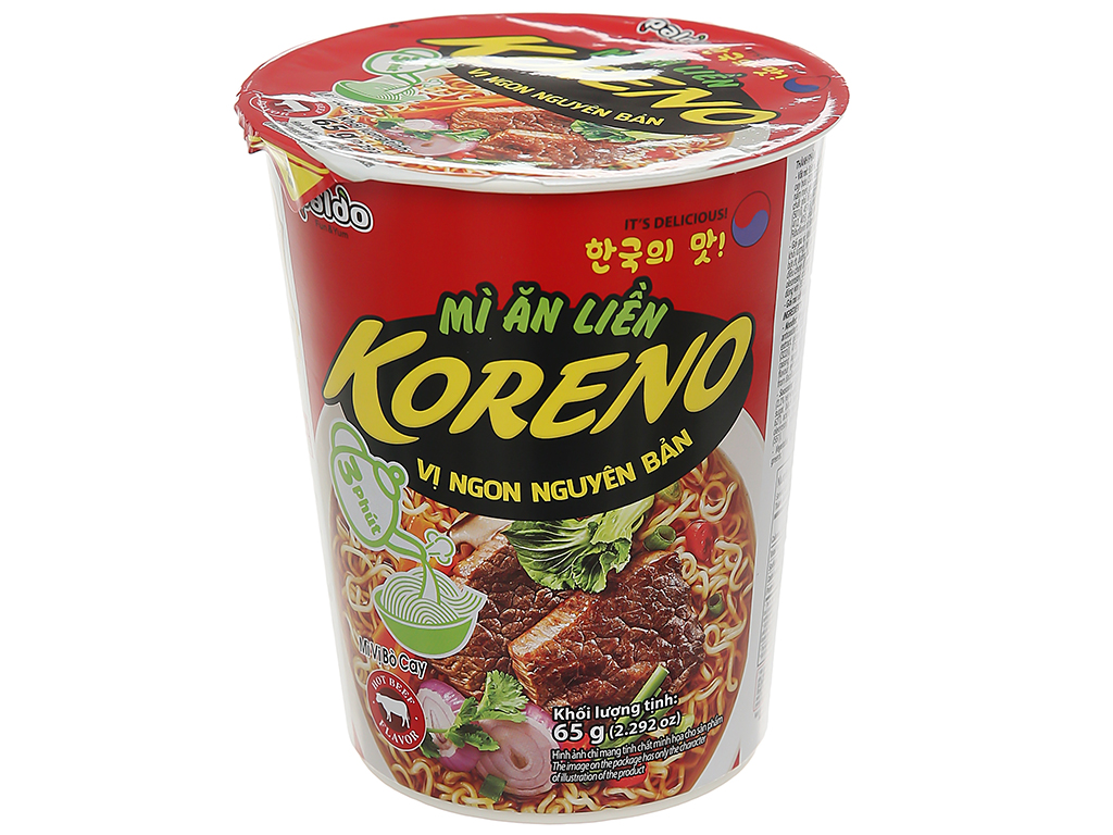 Mì koreno vị bò cay ly 65g