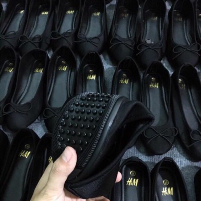 Giày bệt da lộn đính nơ xinh xắn BHM