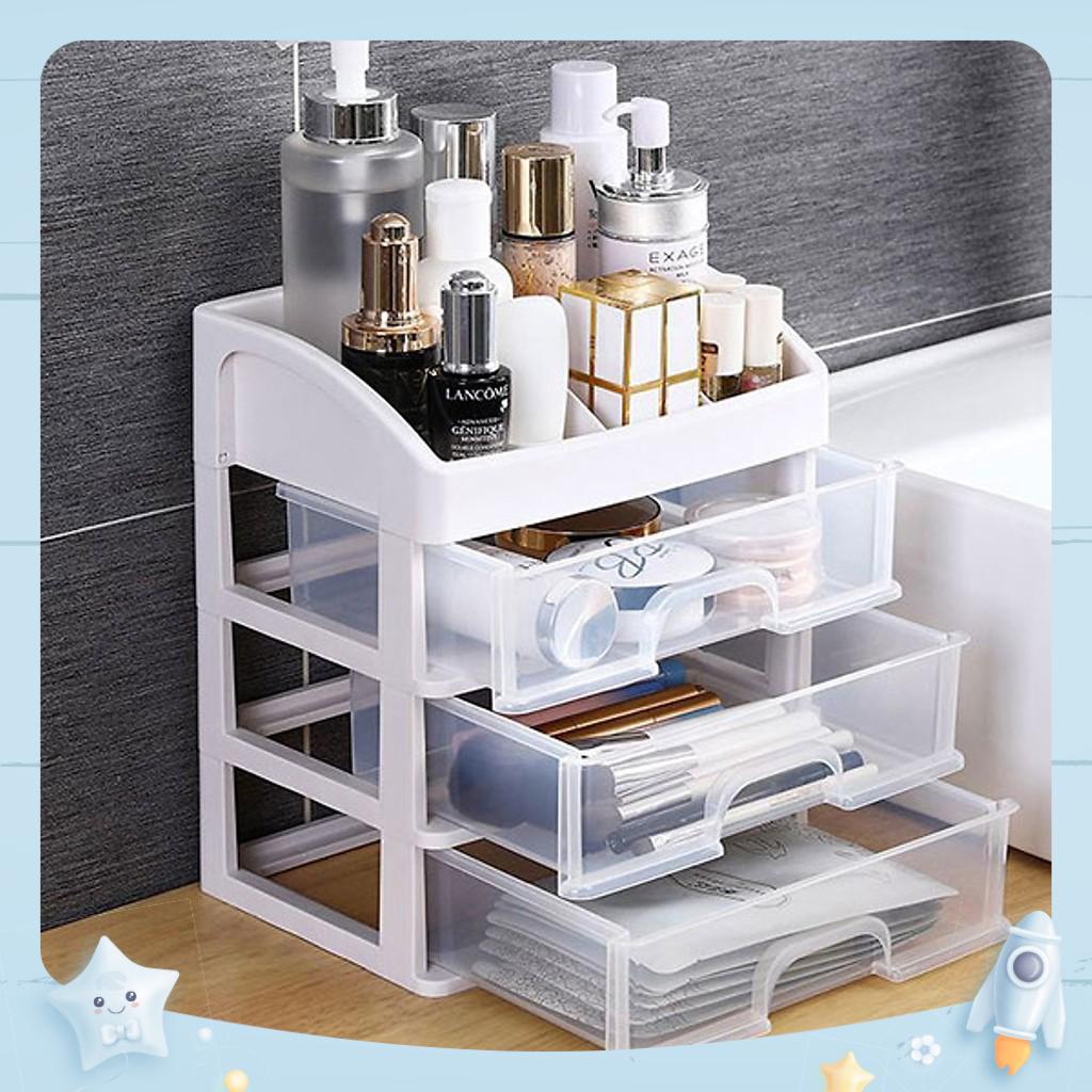 Kệ đựng mỹ phẩm nhựa 4 tầng để bàn văn phòng phẩm hộp lưu trữ đồ trang điểm cao cấp nhựa việt nhật
