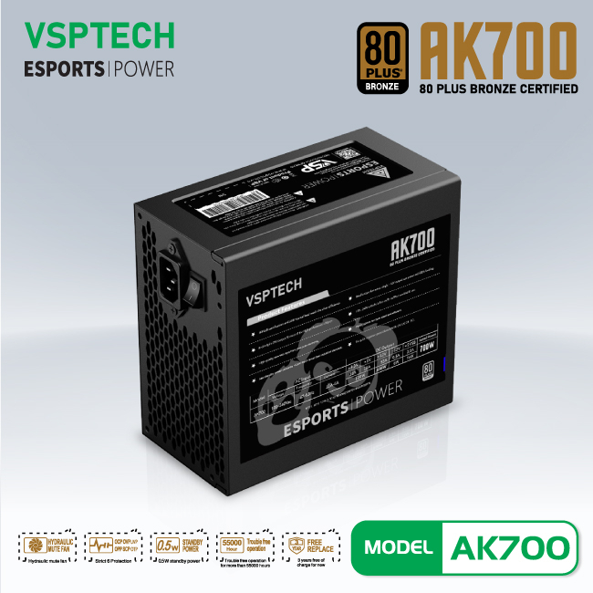 Bộ nguồn máy tính VSPTECH - iForgame AK700 80PLUS BRONZE