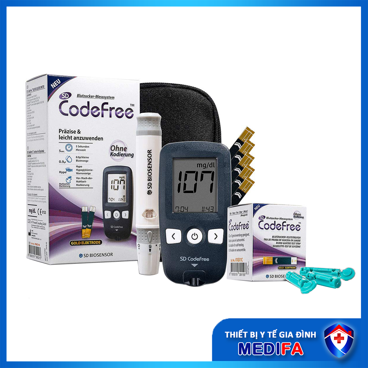 Hộp 50 Que Thử Đường Huyết SD Codefree (SD Code free) - Que Thử Tiểu Đường Hàn Quốc