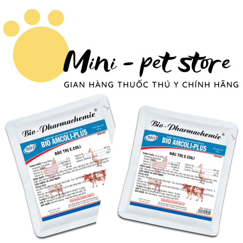 1kG   TIÊU CHẢY DO E.COLI, VIÊM PHỔI, VIÊM XOANG MŨI, VIÊM MÓNG, VIÊM KHỚP, VIÊM RỐN VÀ NHIỄM TRÙNG MÁU Ở HEO, BÒ, GÀ, VỊT, GIA SÚC, GIA CẦM   AMPICOLI - PLUS   THÚ Y BIO