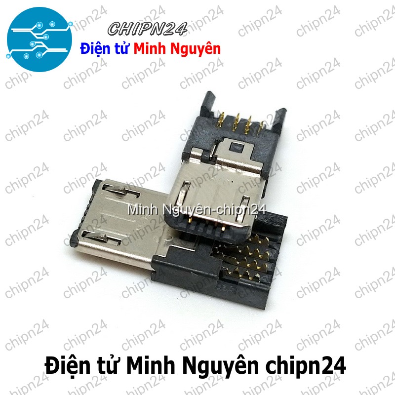 [2 cái] (K152) Đầu+Vỏ nhựa Micro USB V2 Trắng (Đầu Jack USB hàn dây) - HH005822