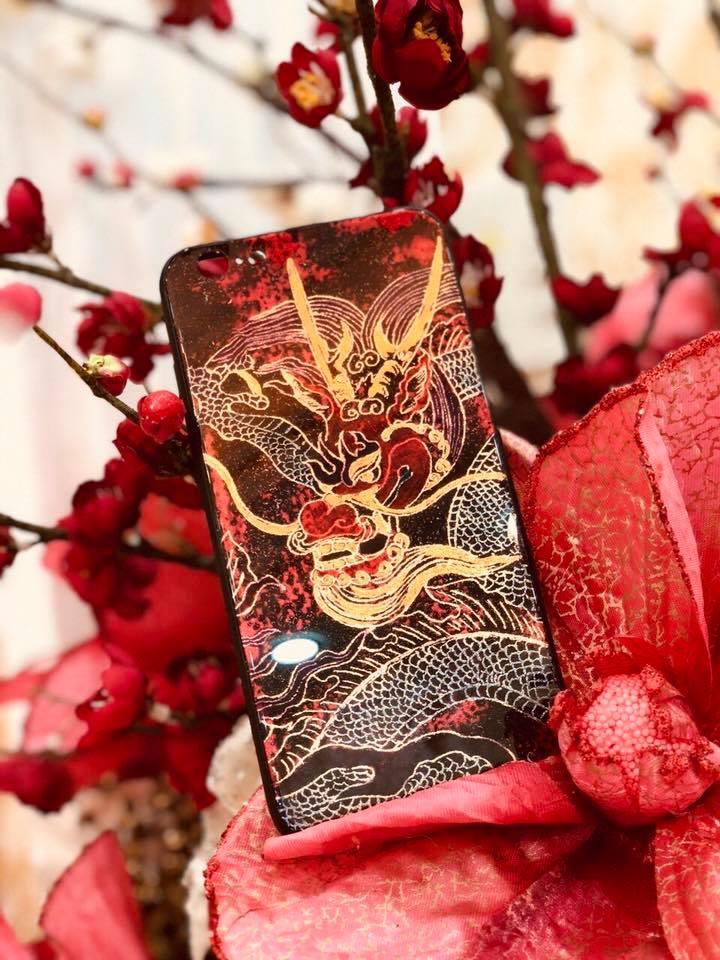 [HCM]ỐP KÍNH SƠN MÀI MẠ VÀNG DÀNH CHO IPHONE