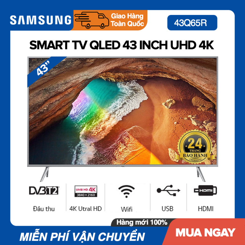 Smart Tivi Samsung QLED 43 inch UHD 4K - Model 43Q65 Tìm kiếm giọng nói, Bluetooth, Youtube, Netflix - Bảo Hành 2 Năm chính hãng