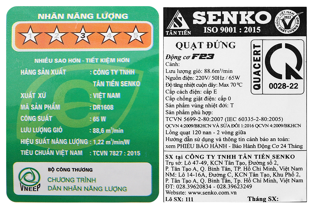 Quạt đứng Senko DR1608