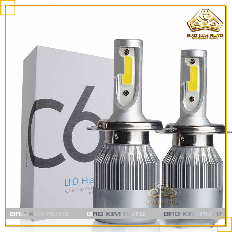 Đèn pha LED C6 3 tim, chân H4 (giá 01 bóng, bảo hành đổi mới 6 tháng)