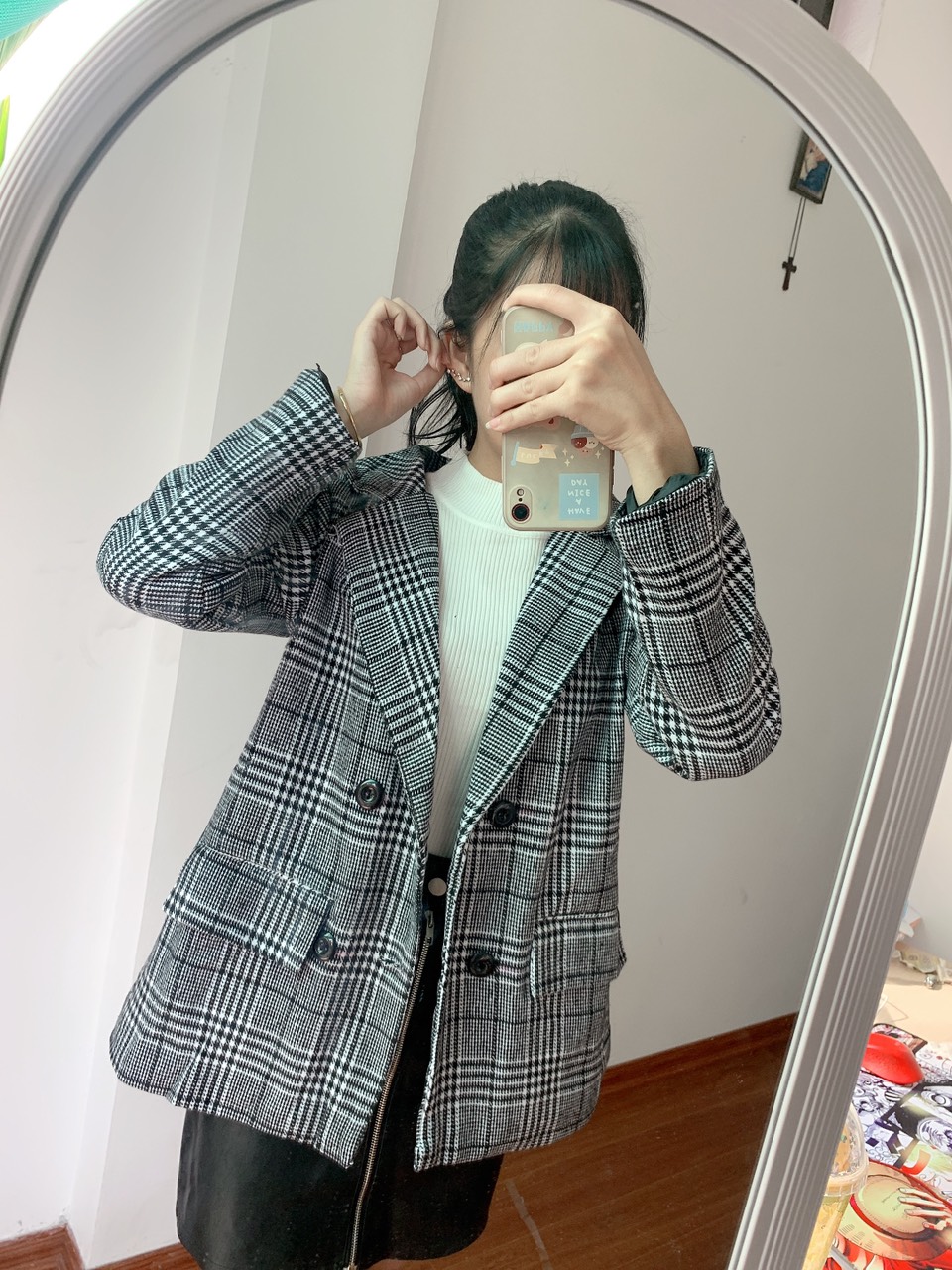 Áo khoác dạ nữ kẻ sọc(kèm video+ảnh thật)