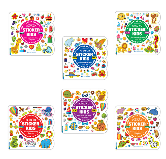 Sách - combo bóc dán hình thông minh iq - eq - cq - sticker for kids
