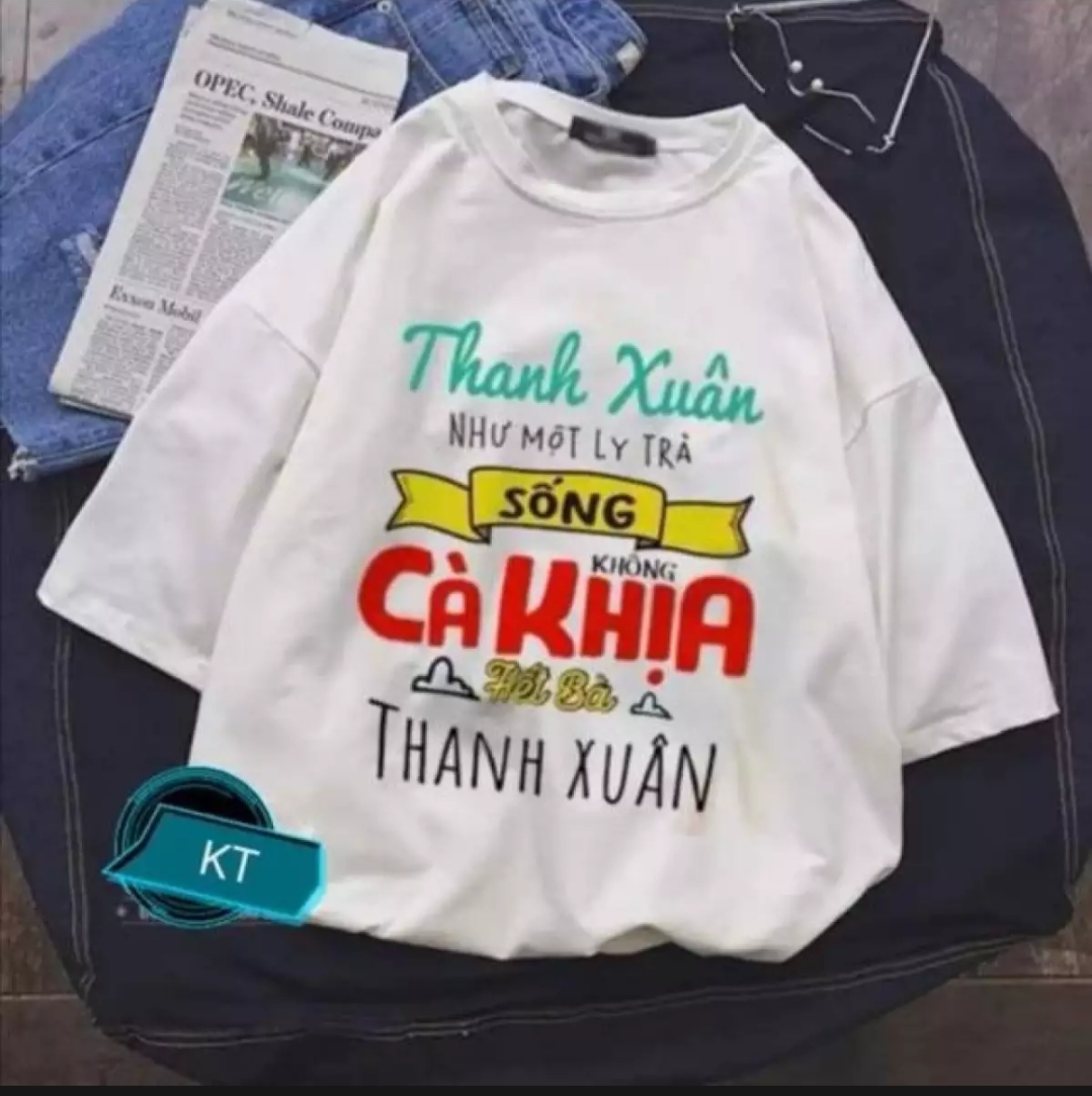 Áo Thun Nam Nữ Form Rộng In Hình THANH XUÂN - CÀ KHỊA độc đẹp, Vải Dày Mịn, Thiết Kế Thời Trang, Đường May Sắc Sảo