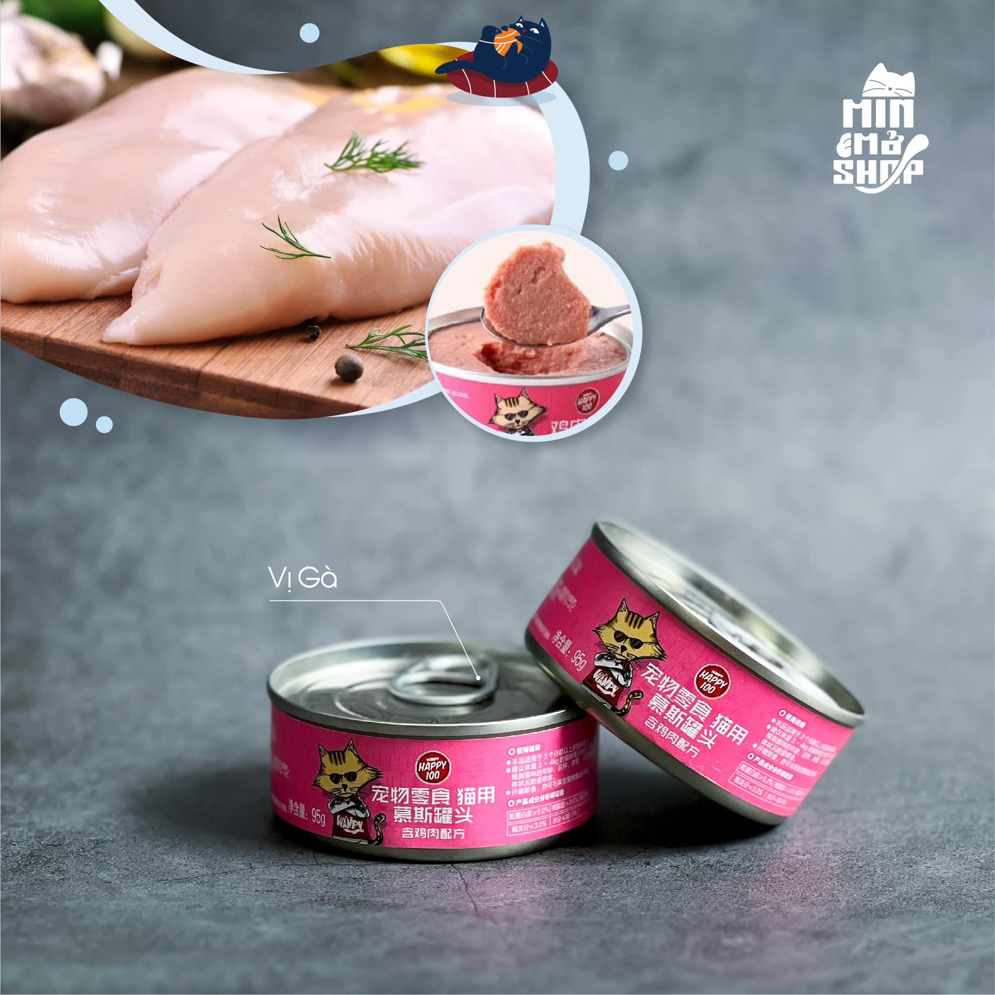 PATE MÈO WANPY DẠNG NHUYỄN LON 95G