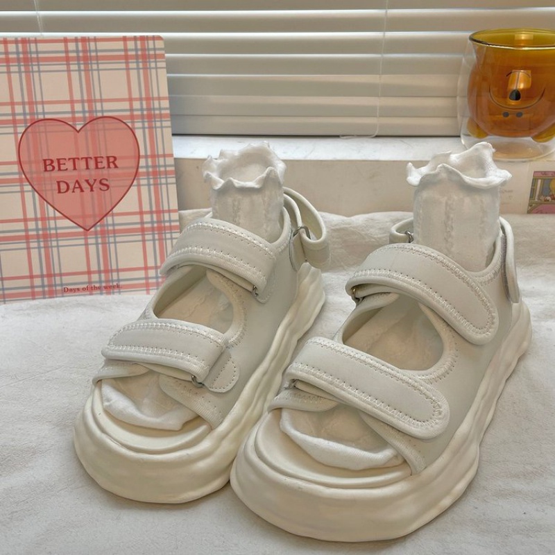 Sandal Đế Xuồng 3-5cm Quai Dán Trẻ Trung Cá Tính