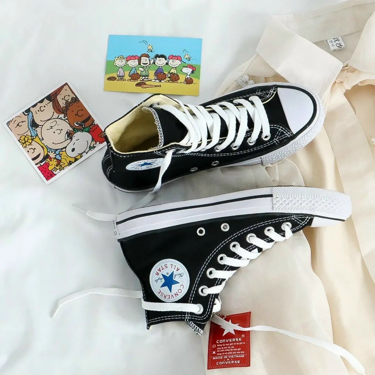 [Full Box] Giày Converse Classic Black White - Đen Trắng