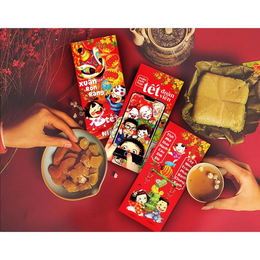 Bộ 100 Phong Bao Lì Xì Tết Đoàn Viên ( Chia Đều Các Mẫu )