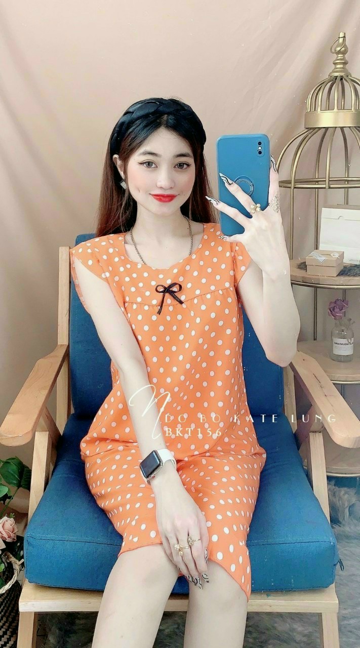 Đồ bộ mặc nhà kate lụa chấm bi