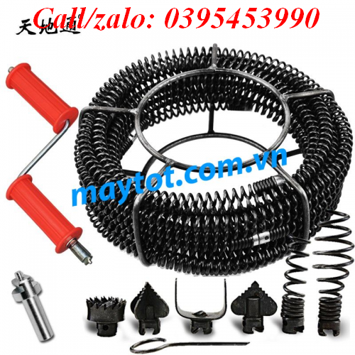 [HCM]dây thông tắc cống lò xo phi 16 dung tay quay(dài 6m1 bộ đầu thông 1 đầu kết nối 1 tay quay)