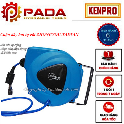 Cuộn dây hơi khí nén tự rút 9m-11m-15m Đài Loan cao cấp-Hàng chất lượng.