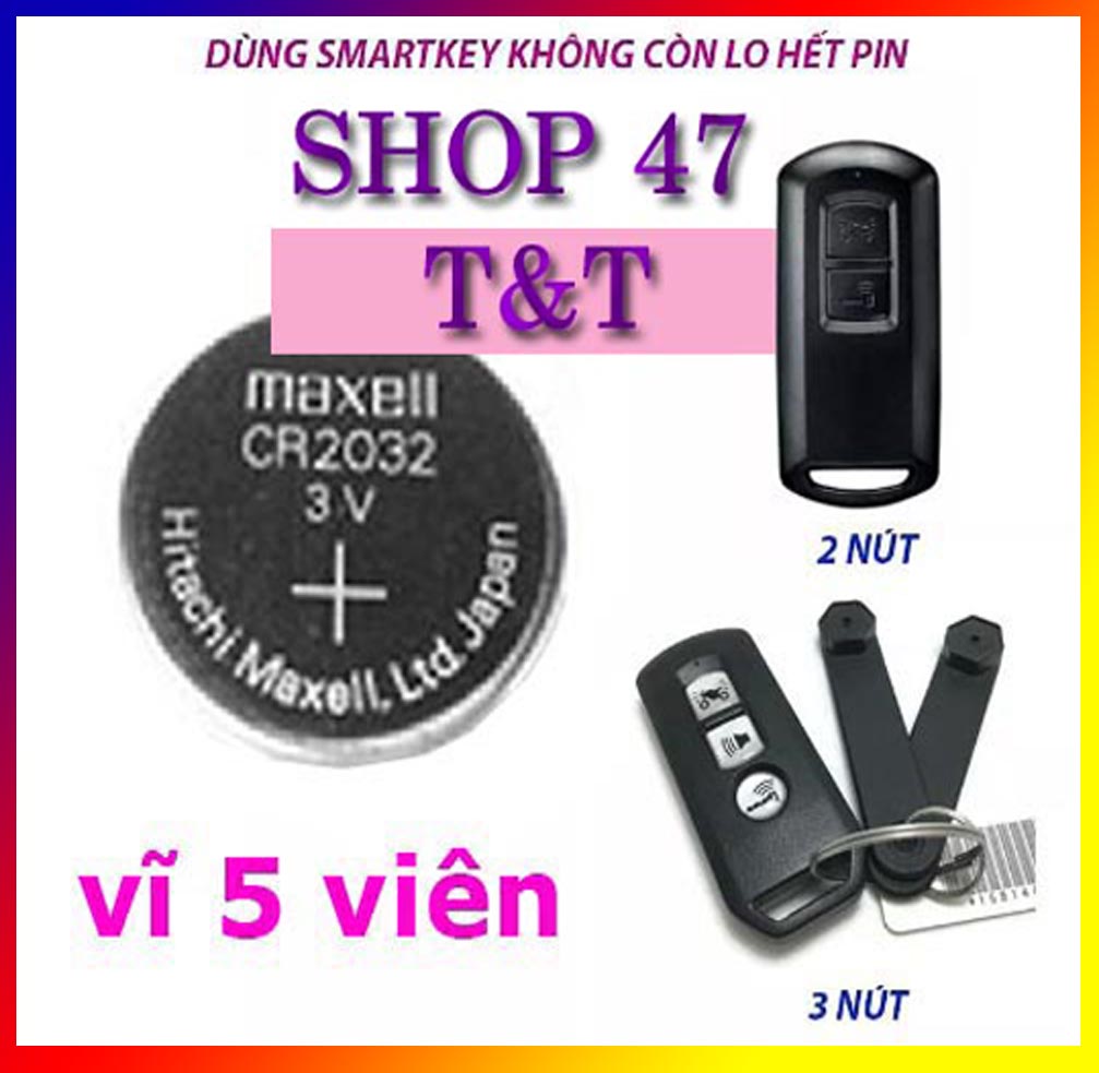 Pin chìa khoá điều khiển smartkey honda remote sh, vision, air blade, lead, sh mode, pcx chính hãng maxell