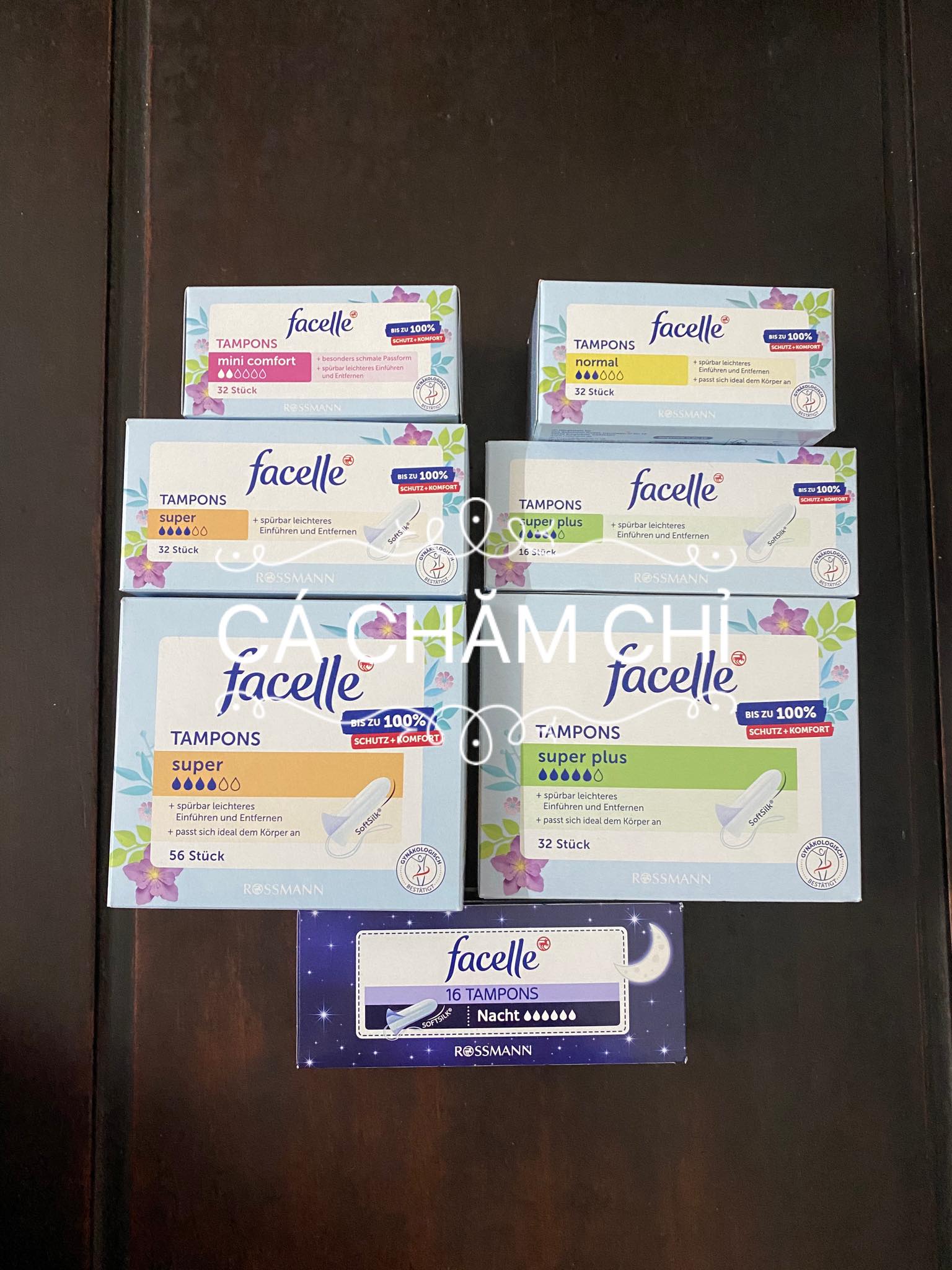 Tampon mẫu mới - Tampons Facelle đủ size chuẩn Đức
