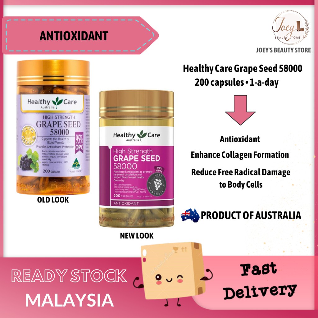200 viên - Healthy Care Grape Seed 58000 200 Capsules