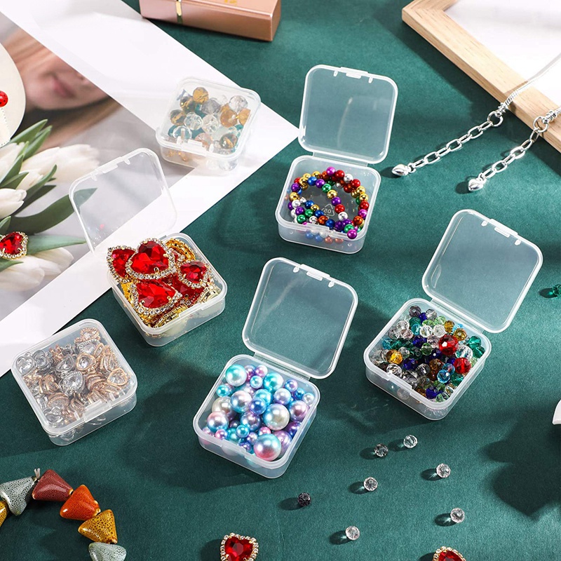 Saich 6 Pieces Clear Mini Storage Box, Plastic Jewelry Storage Containers Organizer, For Collecting Small Items, Beads, Jewelry, Business Cards, Craft