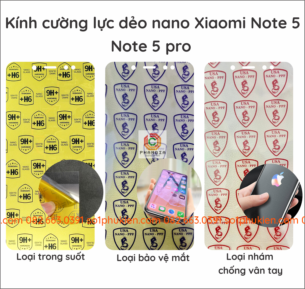 Dán cường lực xaomi redmi note 3 / note 4 / note 5 / note 5a / note 5 pro nano siêu dẻo siêu bền