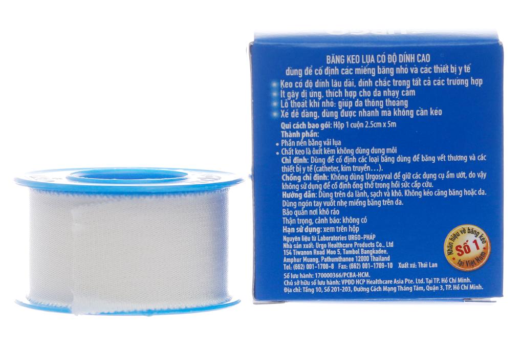 Băng keo lụa Urgosyval 2.5cmx5m độ dính cao