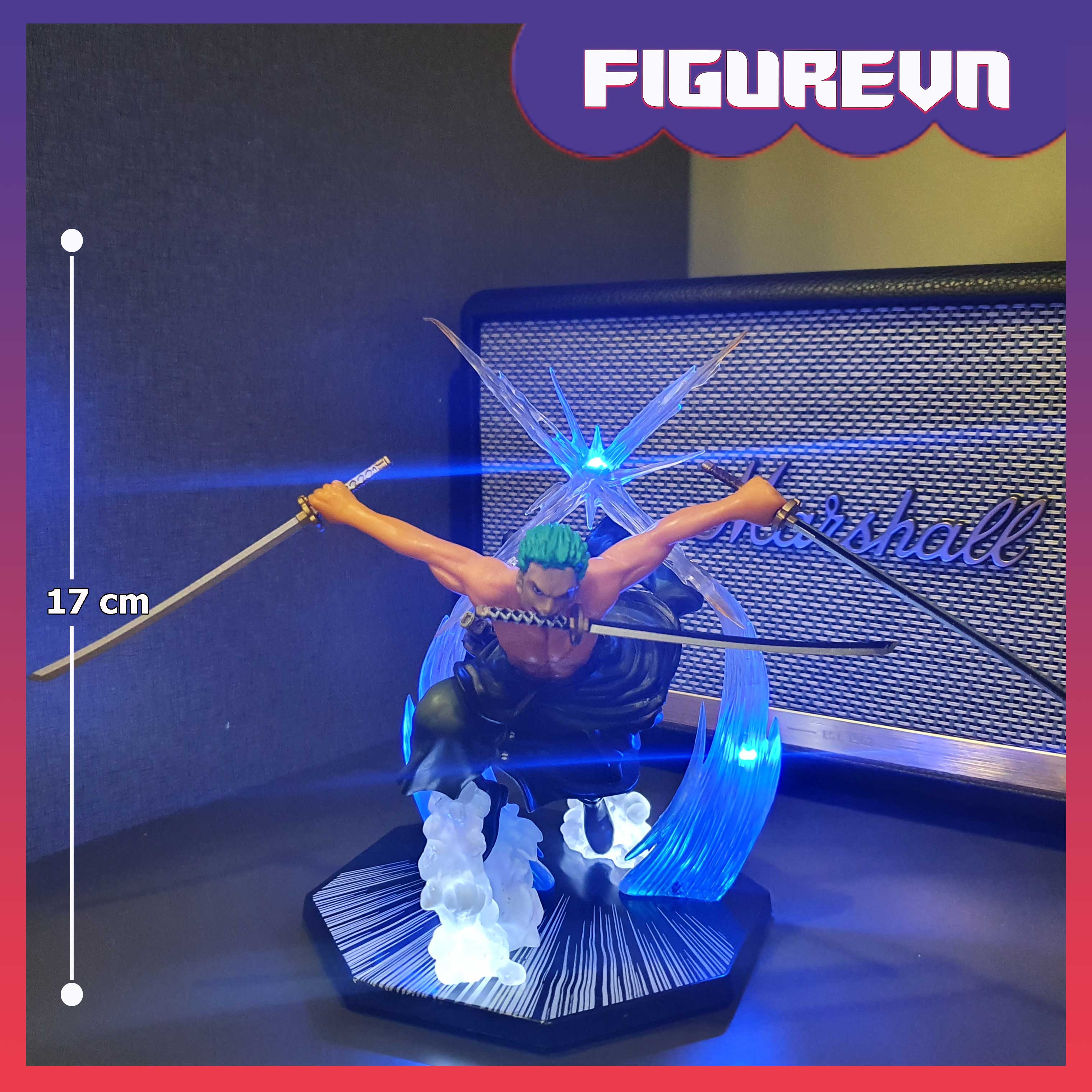 Mô hình Zoro 17 cm 2 đầu + có LED - One Piece