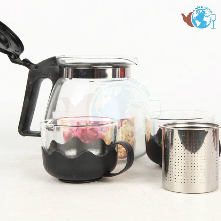 [HCM]Bộ ấm trà lõi lọc và 4 ly thuỷ tinh