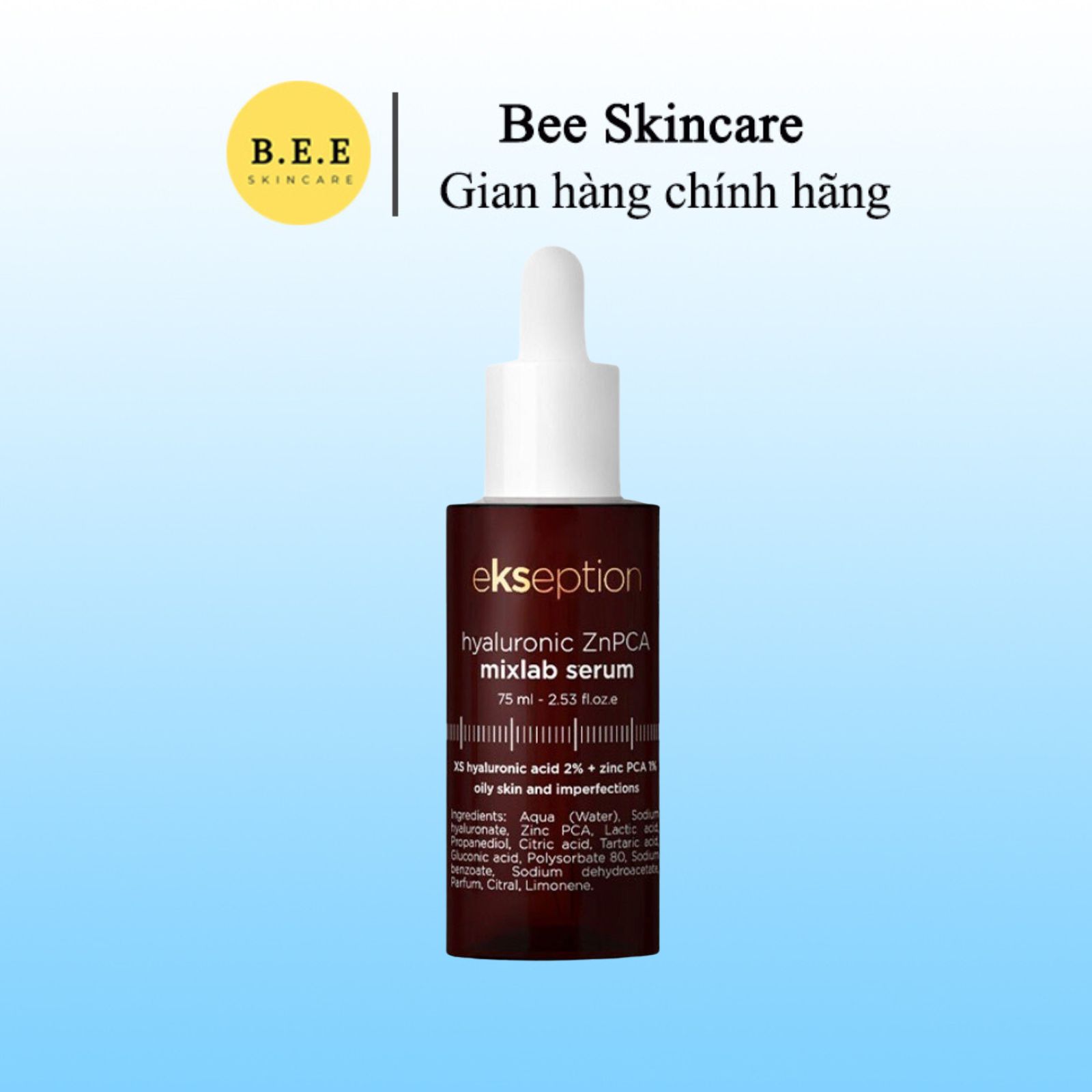 Serum Ekseption Hyaluronic ZnPCA Dưỡng Ẩm, Giúp Kiềm Dầu, Giảm Mụn, Bee Skincare