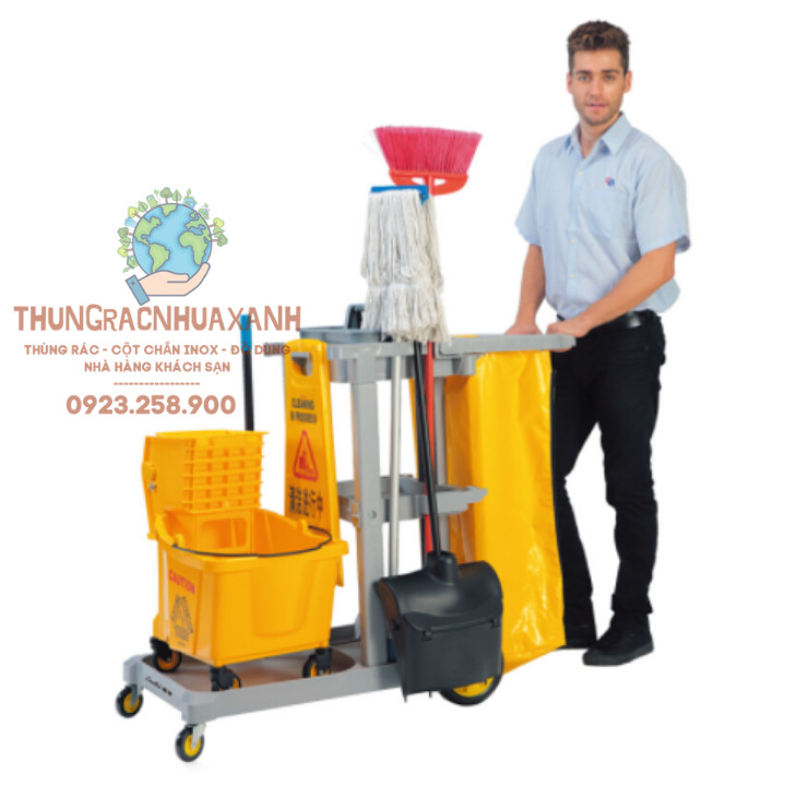XE DỌN VỆ SINH KHÁCH SẠN - XE ĐẨY PHỤC VỤ