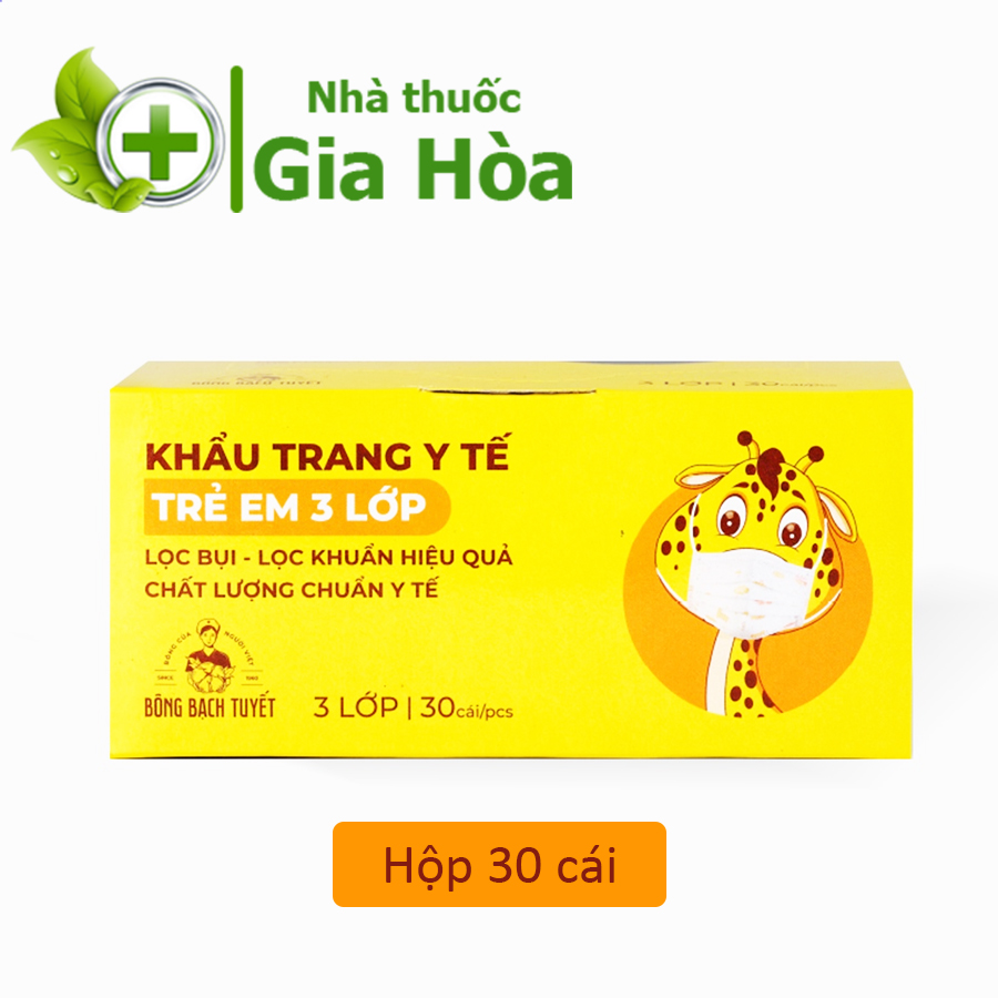 Khẩu trang y tế 3 lớp trẻ em / em bé bông bạch tuyết merigo - hộp 30 cái