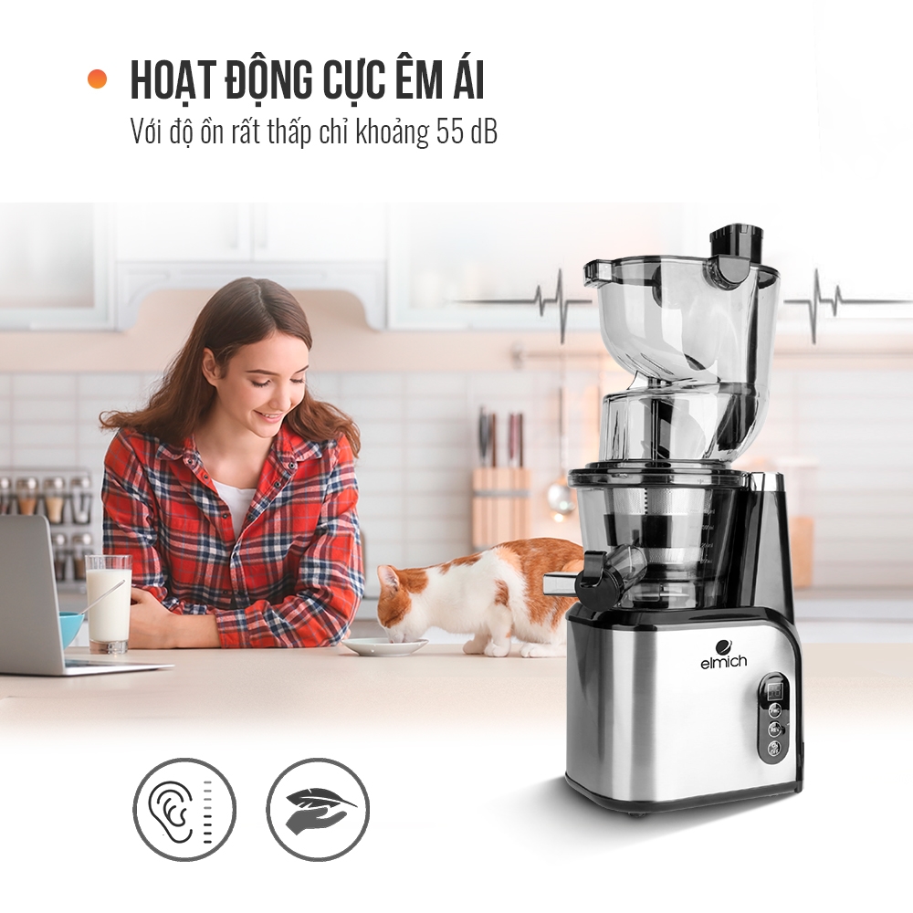 Máy Ép Chậm Elmich JEE-3898 ( Điện áp 220V - Công suất 200W - Màu Bạc)