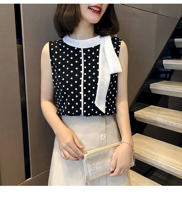 [HCM]ÁO CHÁM BI CỔ THẮT NƠ SAT NÁCH