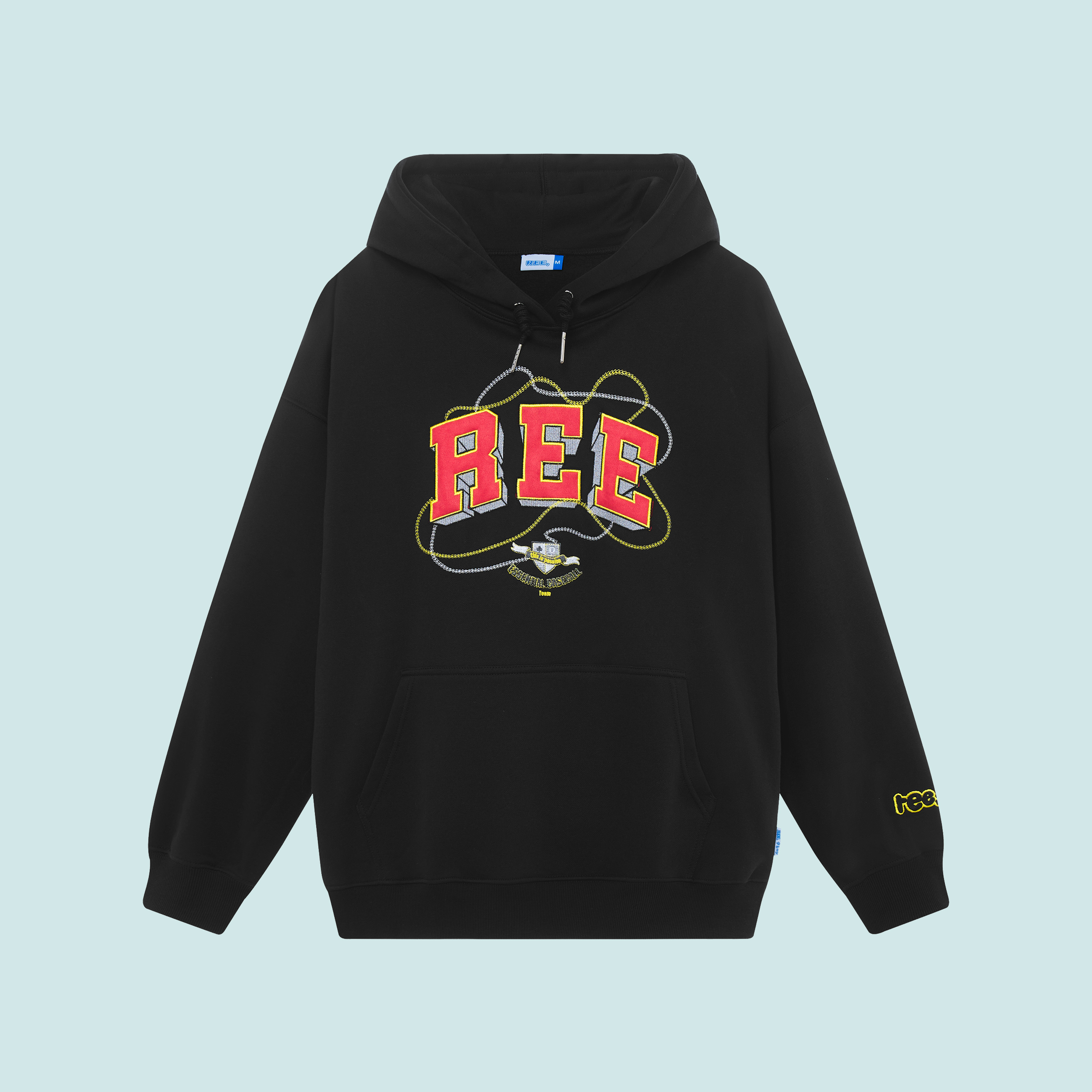 LOCAL BRAND REE - ÁO HOODIE BASIC THÊU DA MÀU ĐEN