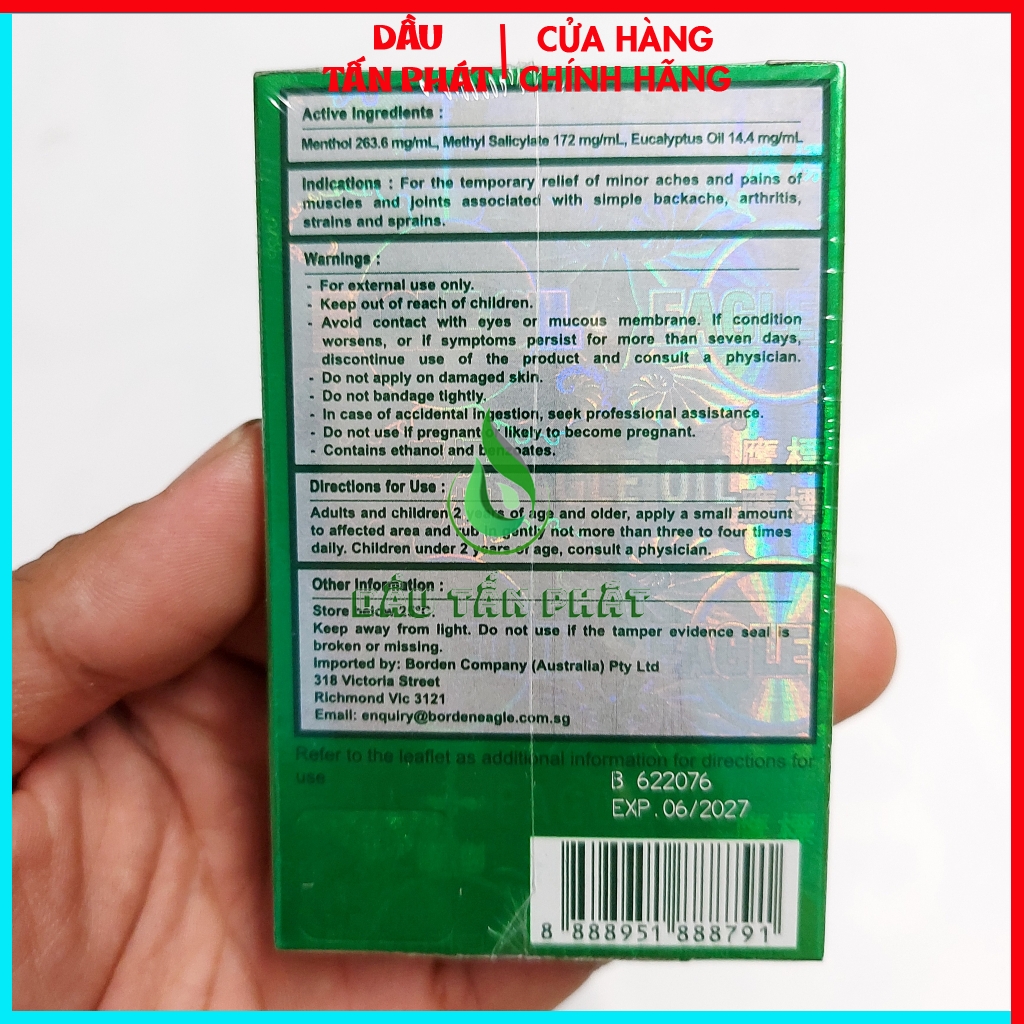 Dầu Gió Xanh Con Ó 24ml [Nội Địa Úc] Australia Made Singapore