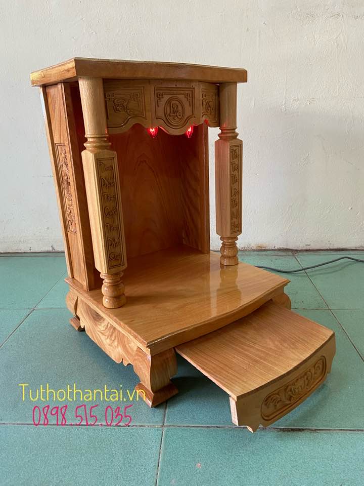 Bàn thờ thần tài cột vuông 40 x 60cm - Gỗ Gõ Đỏ