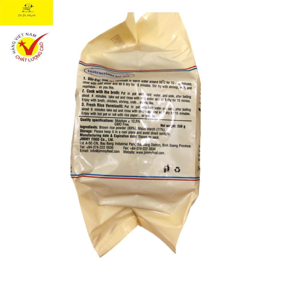 Bún gạo lứt Jimmy 250gram (date 9/2023)