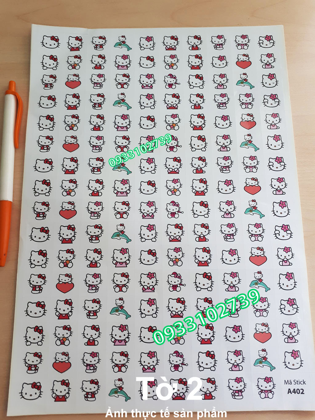 Sticker khen thưởng mèo kitty 7k/ tờ a4 - 159 stick - sp2
