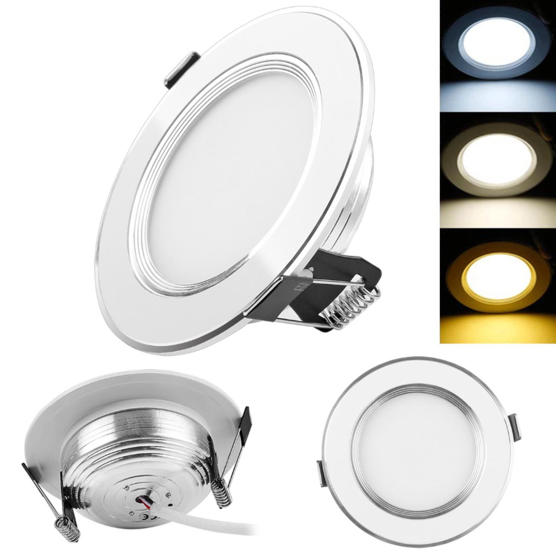 Đèn led âm trần viền bạc 7w 3 màu 3 chế độ